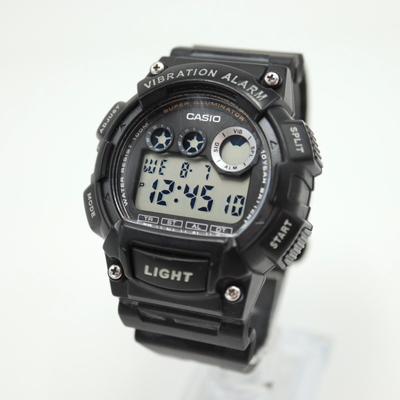 Casio Illuminator Watch Mens 44mm Digital Black Backlight W-735H w New Battery - Picture 1 of 16